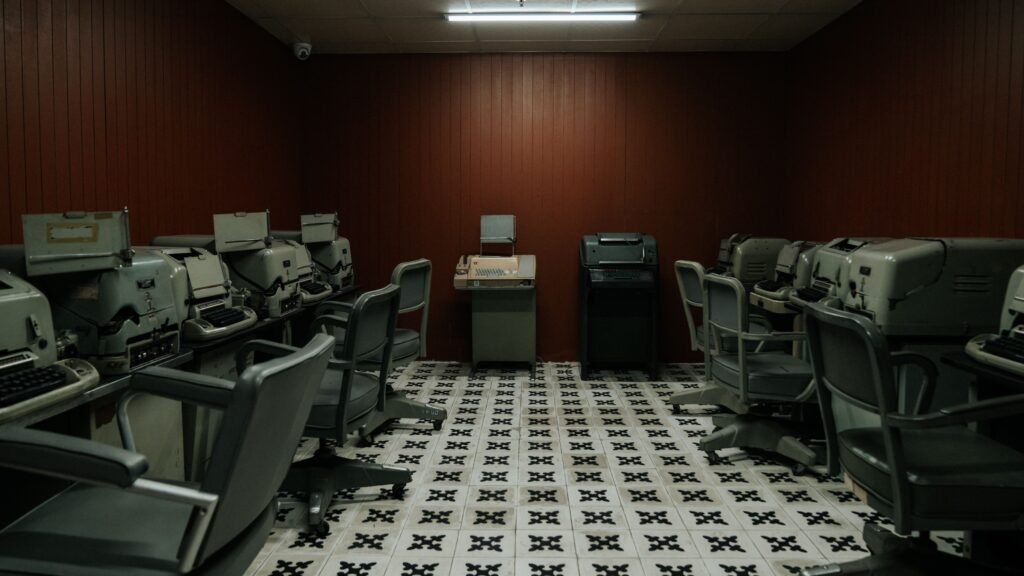 A new office is filled with equipments after using loan to buy